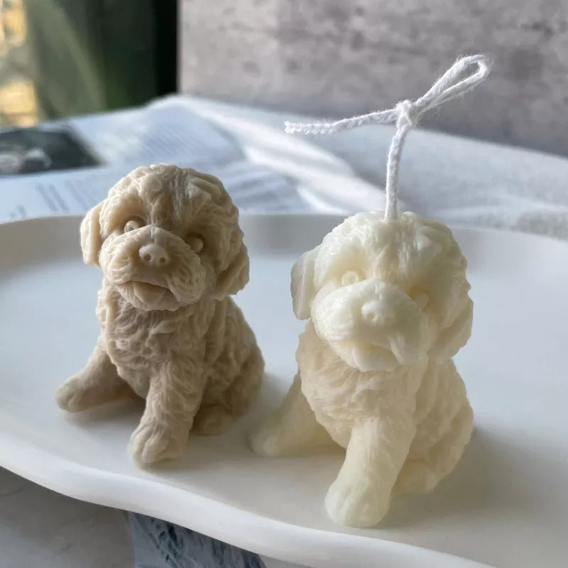 Cavoodle Candle Mould 3 - Silicone Mould, Mold for DIY Candles. Created using candle making kit with cotton candle wicks and candle colour chips. Using soy wax for pillar candles. Sold by Myka Candles Moulds Australia