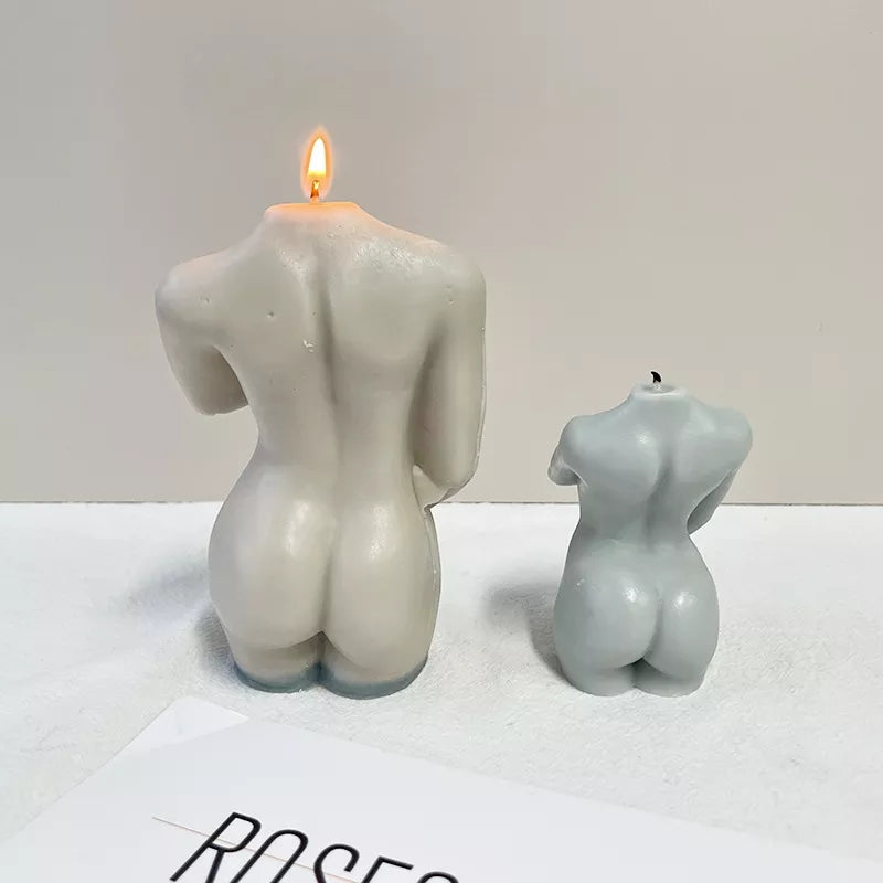 Shy Female Candle Moulds 3 - Silicone Mould, Mold for DIY Candles. Created using candle making kit with cotton candle wicks and candle colour chips. Using soy wax for pillar candles. Sold by Myka Candles Moulds Australia