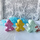 Gingerbread Man Candle Mould 0 - Silicone Mould, Mold for DIY Candles. Created using candle making kit with cotton candle wicks and candle colour chips. Using soy wax for pillar candles. Sold by Myka Candles Moulds Australia