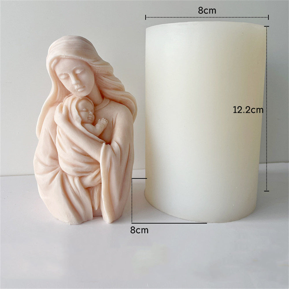Mary Candle Mould 7 - Silicone Mould, Mold for DIY Candles. Created using candle making kit with cotton candle wicks and candle colour chips. Using soy wax for pillar candles. Sold by Myka Candles Moulds Australia