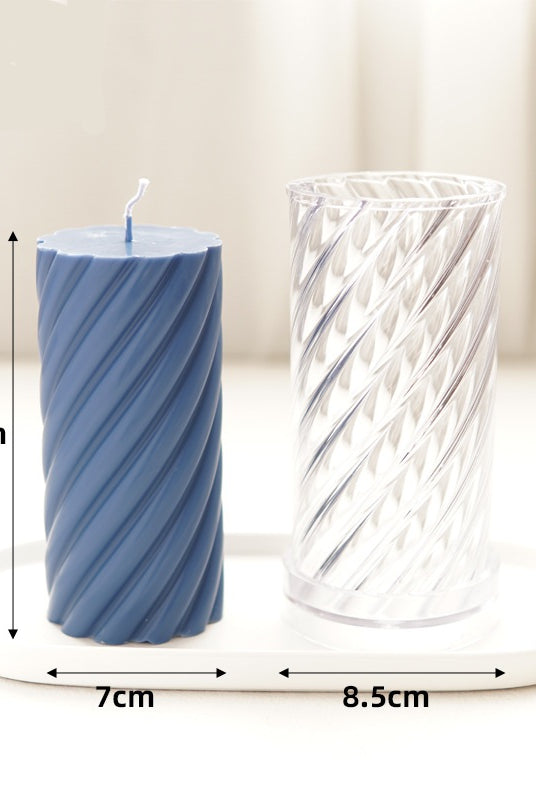 Spiral Pillar Candle Moulds 3 - Silicone Mould, Mold for DIY Candles. Created using candle making kit with cotton candle wicks and candle colour chips. Using soy wax for pillar candles. Sold by Myka Candles Moulds Australia