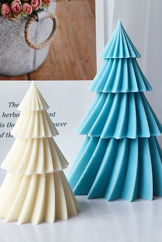 Spinning Christmas Tree Candle Mould 0 - Silicone Mould, Mold for DIY Candles. Created using candle making kit with cotton candle wicks and candle colour chips. Using soy wax for pillar candles. Sold by Myka Candles Moulds Australia
