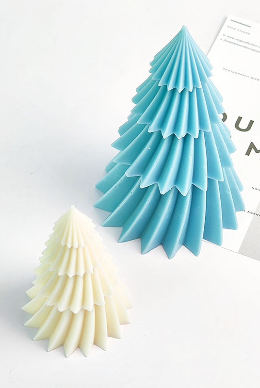 Spinning Christmas Tree Candle Mould 1 - Silicone Mould, Mold for DIY Candles. Created using candle making kit with cotton candle wicks and candle colour chips. Using soy wax for pillar candles. Sold by Myka Candles Moulds Australia