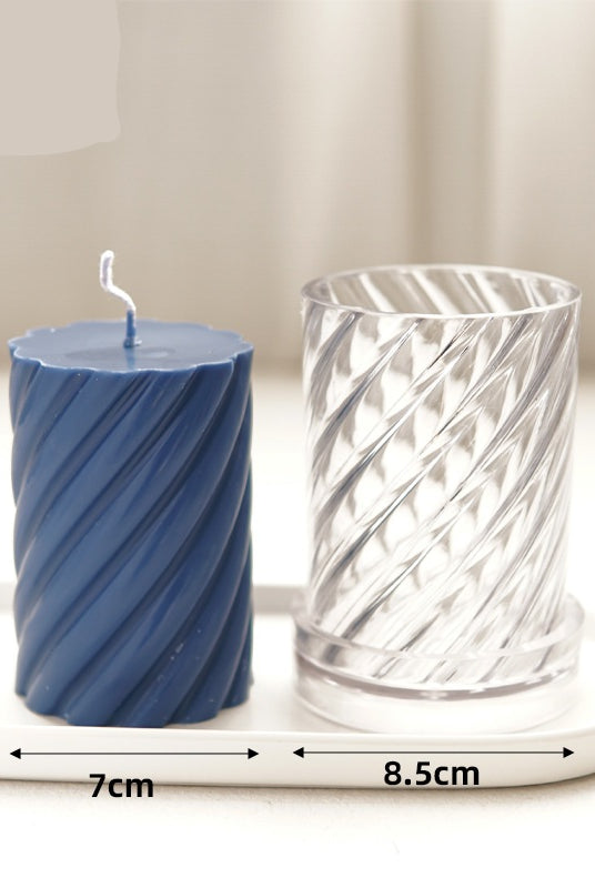Spiral Pillar Candle Moulds 2 - Silicone Mould, Mold for DIY Candles. Created using candle making kit with cotton candle wicks and candle colour chips. Using soy wax for pillar candles. Sold by Myka Candles Moulds Australia
