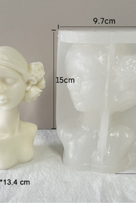 Flower Princess Candle Moulds 5 - Silicone Mould, Mold for DIY Candles. Created using candle making kit with cotton candle wicks and candle colour chips. Using soy wax for pillar candles. Sold by Myka Candles Moulds Australia