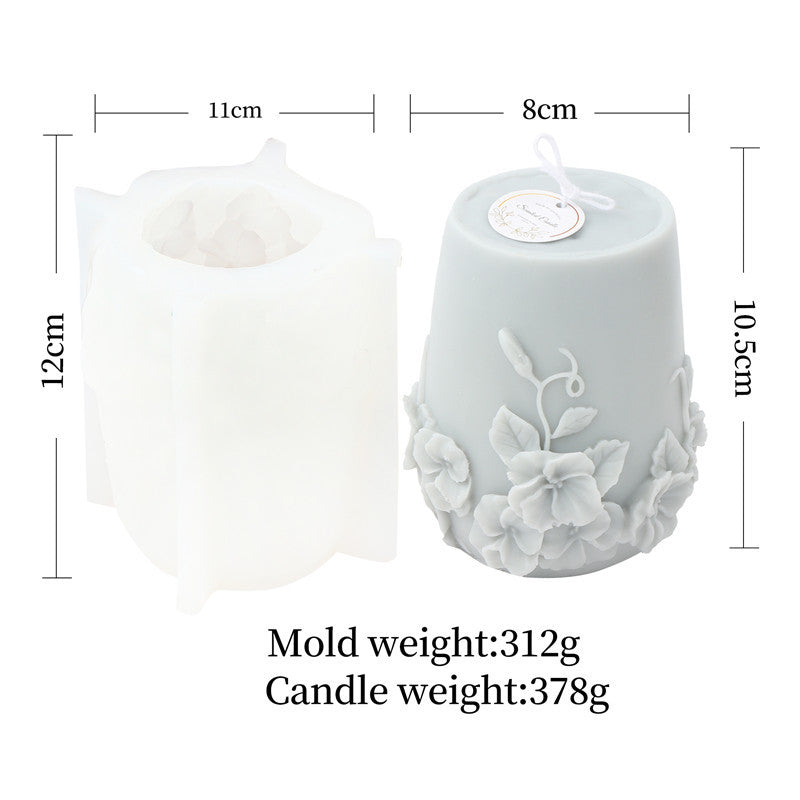 Flower Vase Candle Mould 2 - Silicone Mould, Mold for DIY Candles. Created using candle making kit with cotton candle wicks and candle colour chips. Using soy wax for pillar candles. Sold by Myka Candles Moulds Australia