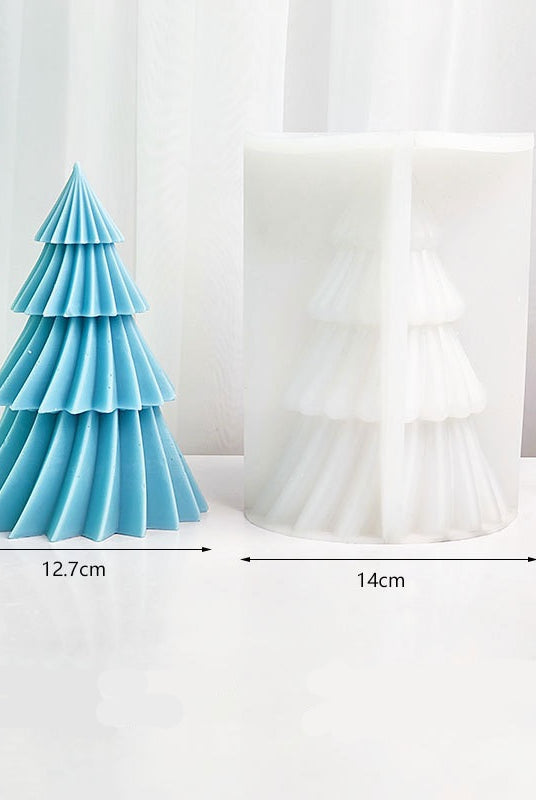 Spinning Christmas Tree Candle Mould 7 - Silicone Mould, Mold for DIY Candles. Created using candle making kit with cotton candle wicks and candle colour chips. Using soy wax for pillar candles. Sold by Myka Candles Moulds Australia
