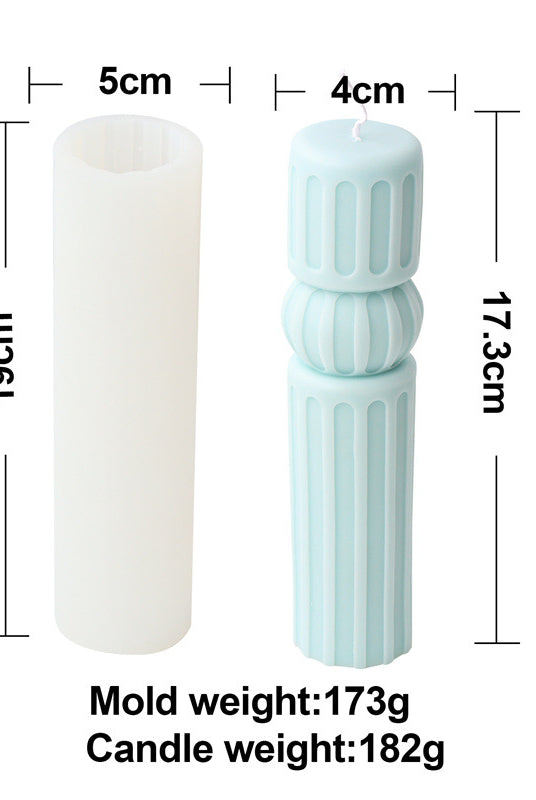 Cylindrical Column Candle Moulds 8 - Silicone Mould, Mold for DIY Candles. Created using candle making kit with cotton candle wicks and candle colour chips. Using soy wax for pillar candles. Sold by Myka Candles Moulds Australia