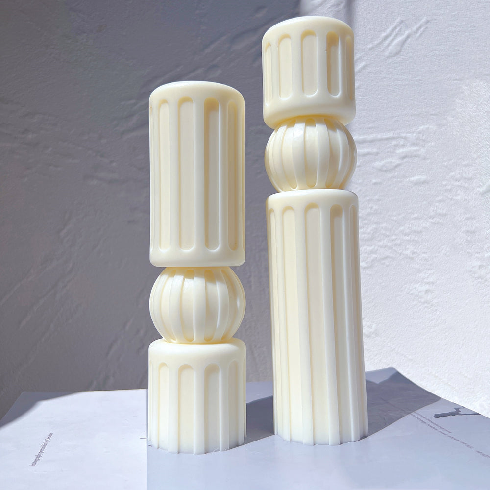 Doric Column Candle Moulds 0 - Silicone Mould, Mold for DIY Candles. Created using candle making kit with cotton candle wicks and candle colour chips. Using soy wax for pillar candles. Sold by Myka Candles Moulds Australia