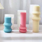 Ribbed Vase Candle Moulds 0 - Silicone Mould, Mold for DIY Candles. Created using candle making kit with cotton candle wicks and candle colour chips. Using soy wax for pillar candles. Sold by Myka Candles Moulds Australia