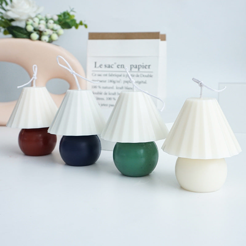 Mushroom Lamp Candle Mould 2 - Silicone Mould, Mold for DIY Candles. Created using candle making kit with cotton candle wicks and candle colour chips. Using soy wax for pillar candles. Sold by Myka Candles Moulds Australia