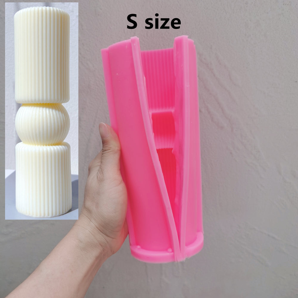 Ribbed Column Candle Moulds 5 - Silicone Mould, Mold for DIY Candles. Created using candle making kit with cotton candle wicks and candle colour chips. Using soy wax for pillar candles. Sold by Myka Candles Moulds Australia