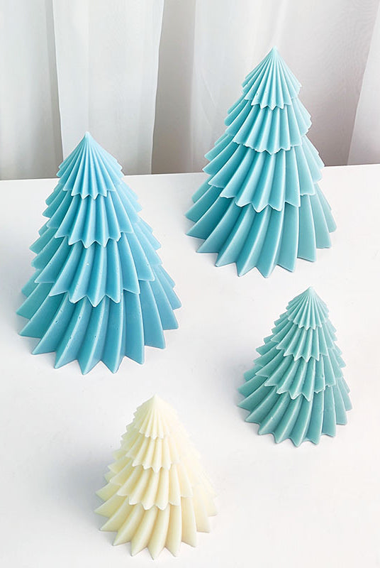 Spinning Christmas Tree Candle Mould 2 - Silicone Mould, Mold for DIY Candles. Created using candle making kit with cotton candle wicks and candle colour chips. Using soy wax for pillar candles. Sold by Myka Candles Moulds Australia
