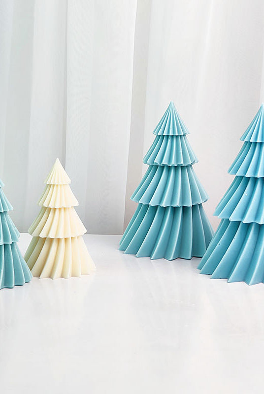 Spinning Christmas Tree Candle Mould 3 - Silicone Mould, Mold for DIY Candles. Created using candle making kit with cotton candle wicks and candle colour chips. Using soy wax for pillar candles. Sold by Myka Candles Moulds Australia