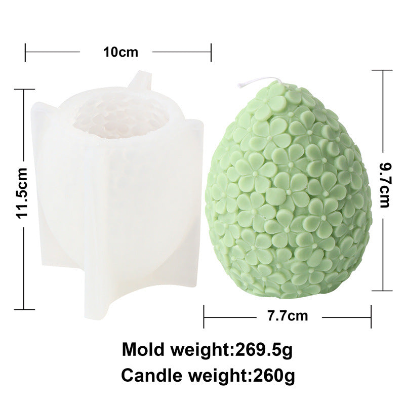 Flower Egg Candle Mould 7 - Silicone Mould, Mold for DIY Candles. Created using candle making kit with cotton candle wicks and candle colour chips. Using soy wax for pillar candles. Sold by Myka Candles Moulds Australia