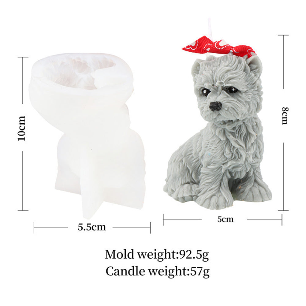 Yorkie Candle Mould 1 - Silicone Mould, Mold for DIY Candles. Created using candle making kit with cotton candle wicks and candle colour chips. Using soy wax for pillar candles. Sold by Myka Candles Moulds Australia