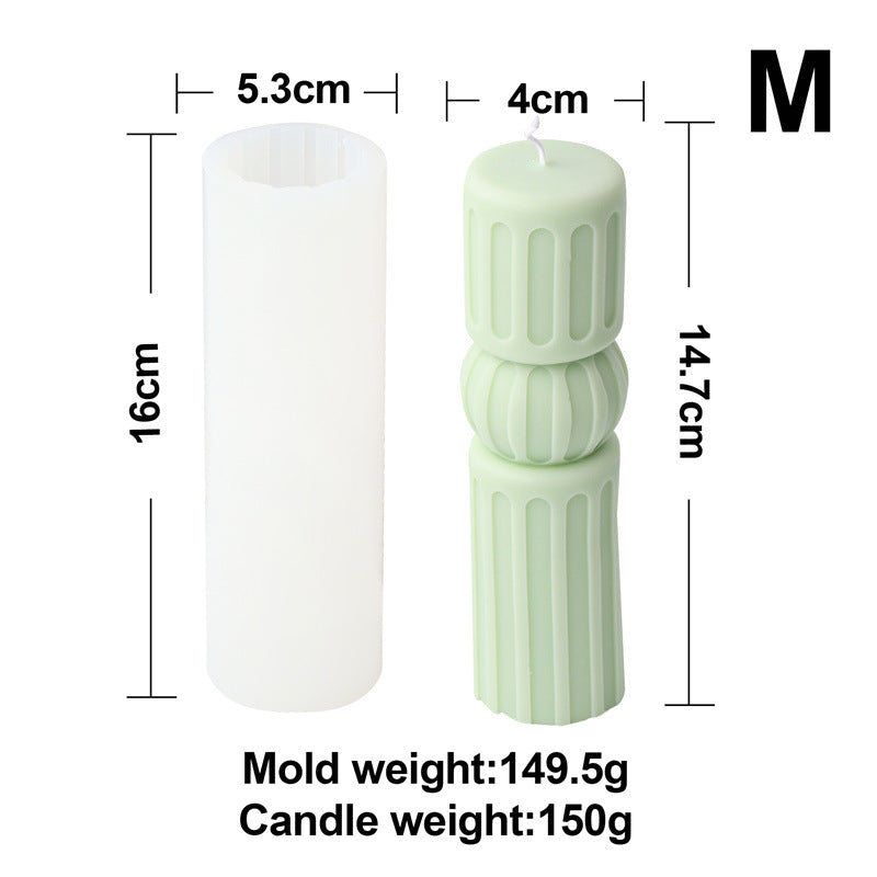 Cylindrical Column Candle Moulds 9 - Silicone Mould, Mold for DIY Candles. Created using candle making kit with cotton candle wicks and candle colour chips. Using soy wax for pillar candles. Sold by Myka Candles Moulds Australia