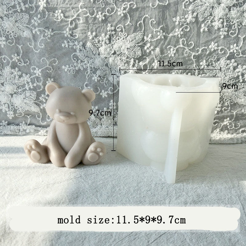Teddy Bear Candle Mould 7 - Silicone Mould, Mold for DIY Candles. Created using candle making kit with cotton candle wicks and candle colour chips. Using soy wax for pillar candles. Sold by Myka Candles Moulds Australia