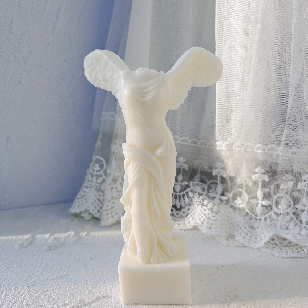 Goddess of Victory Candle Moulds 0 - Silicone Mould, Mold for DIY Candles. Created using candle making kit with cotton candle wicks and candle colour chips. Using soy wax for pillar candles. Sold by Myka Candles Moulds Australia