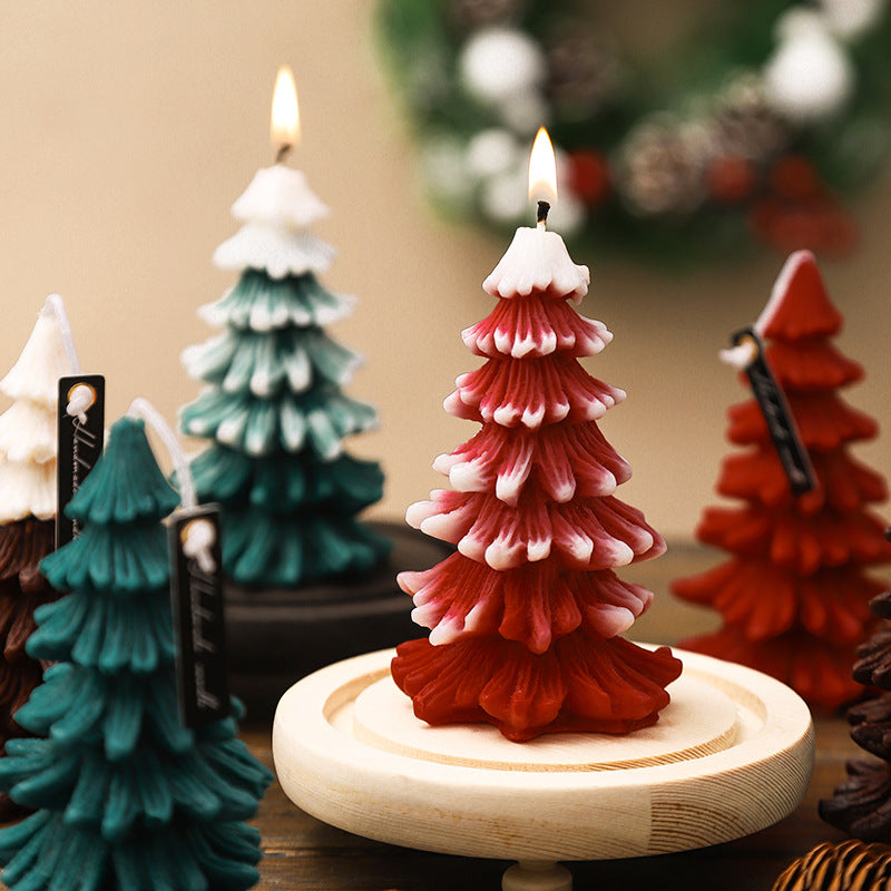 Coniferous Christmas Tree Candle Mould 0 - Silicone Mould, Mold for DIY Candles. Created using candle making kit with cotton candle wicks and candle colour chips. Using soy wax for pillar candles. Sold by Myka Candles Moulds Australia