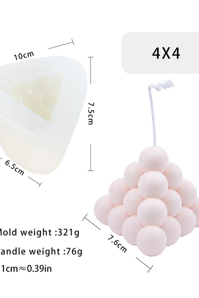 Bubble Pyramid Candle Moulds 10 - Silicone Mould, Mold for DIY Candles. Created using candle making kit with cotton candle wicks and candle colour chips. Using soy wax for pillar candles. Sold by Myka Candles Moulds Australia