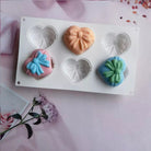 Bow Hearts Candle Mould - 6 Cavities 3 - Silicone Mould, Mold for DIY Candles. Created using candle making kit with cotton candle wicks and candle colour chips. Using soy wax for pillar candles. Sold by Myka Candles Moulds Australia