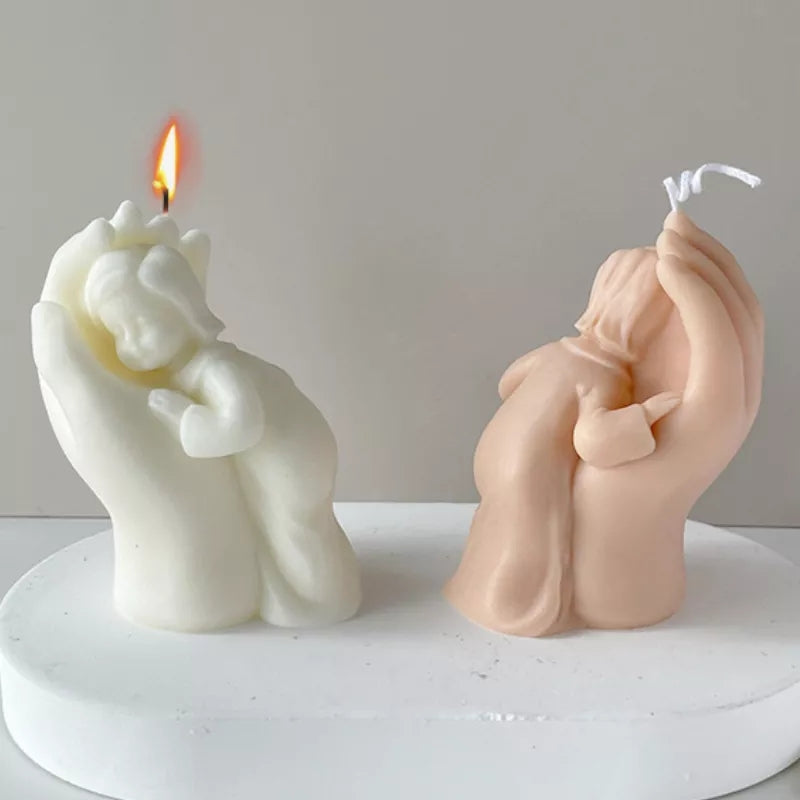 Mother's Touch Candle Mould 3 - Silicone Mould, Mold for DIY Candles. Created using candle making kit with cotton candle wicks and candle colour chips. Using soy wax for pillar candles. Sold by Myka Candles Moulds Australia