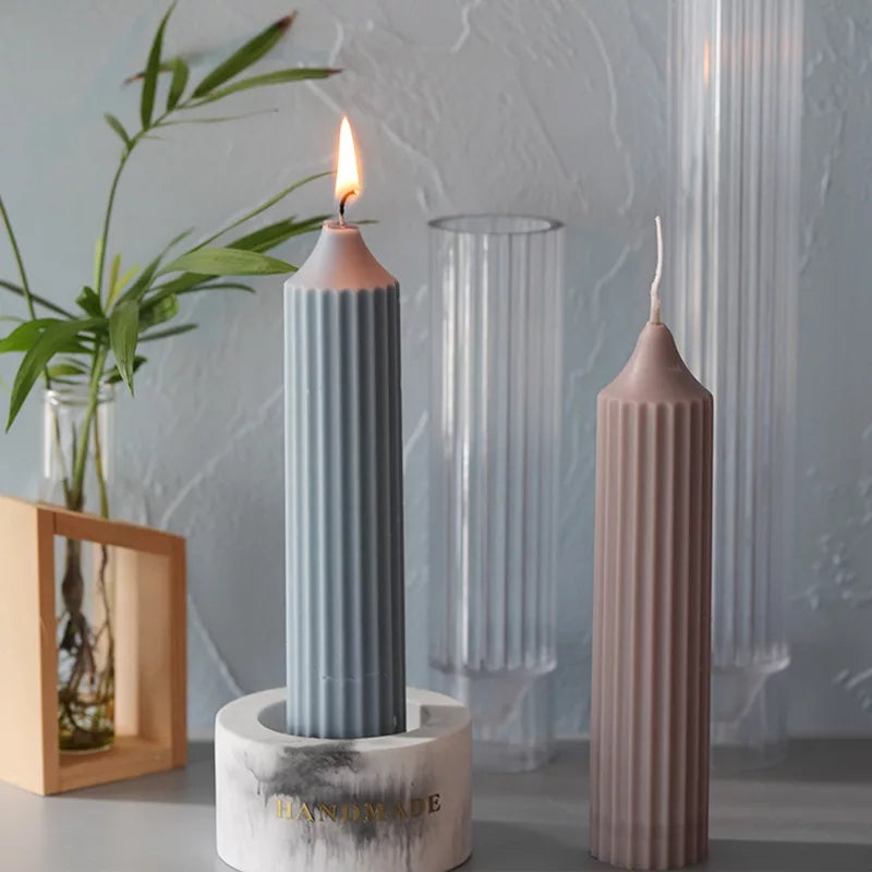 Pencil Pillar Candle Moulds 2 - Silicone Mould, Mold for DIY Candles. Created using candle making kit with cotton candle wicks and candle colour chips. Using soy wax for pillar candles. Sold by Myka Candles Moulds Australia