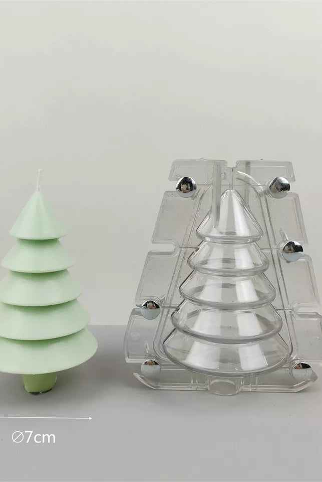 Tiered Christmas Tree Candle Mould 3 - Silicone Mould, Mold for DIY Candles. Created using candle making kit with cotton candle wicks and candle colour chips. Using soy wax for pillar candles. Sold by Myka Candles Moulds Australia