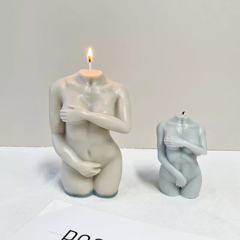 Shy Female Candle Moulds 2 - Silicone Mould, Mold for DIY Candles. Created using candle making kit with cotton candle wicks and candle colour chips. Using soy wax for pillar candles. Sold by Myka Candles Moulds Australia