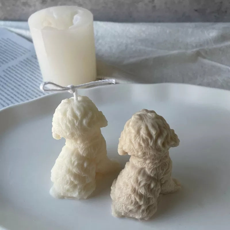 Cavoodle Candle Mould 6 - Silicone Mould, Mold for DIY Candles. Created using candle making kit with cotton candle wicks and candle colour chips. Using soy wax for pillar candles. Sold by Myka Candles Moulds Australia