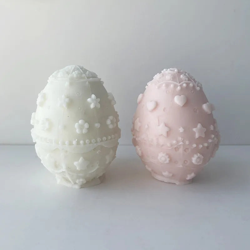 Celebrate Easter Egg Candle Moulds 7 - Silicone Mould, Mold for DIY Candles. Created using candle making kit with cotton candle wicks and candle colour chips. Using soy wax for pillar candles. Sold by Myka Candles Moulds Australia