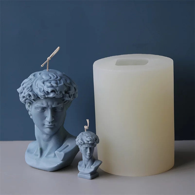 David Candle Mould 4 - Silicone Mould, Mold for DIY Candles. Created using candle making kit with cotton candle wicks and candle colour chips. Using soy wax for pillar candles. Sold by Myka Candles Moulds Australia