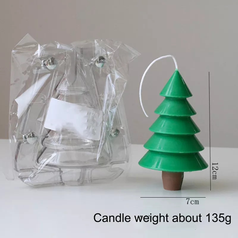 Tiered Christmas Tree Candle Mould 2 - Silicone Mould, Mold for DIY Candles. Created using candle making kit with cotton candle wicks and candle colour chips. Using soy wax for pillar candles. Sold by Myka Candles Moulds Australia