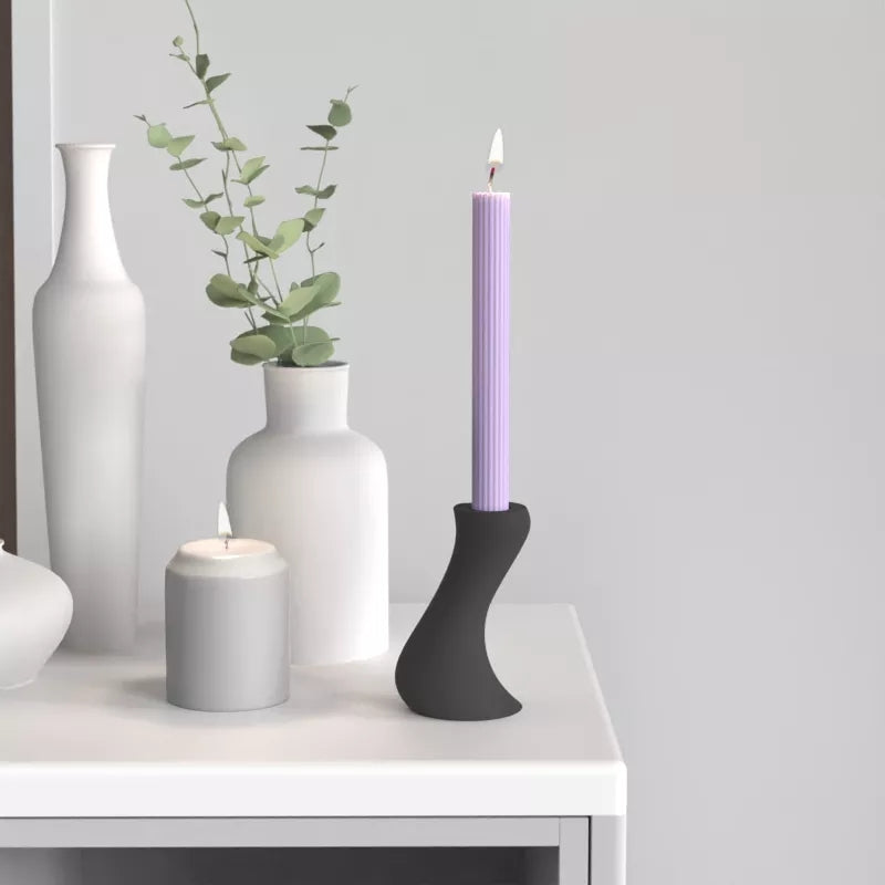 Skinny Ribbed Pillar Candle Mould 0 - Silicone Mould, Mold for DIY Candles. Created using candle making kit with cotton candle wicks and candle colour chips. Using soy wax for pillar candles. Sold by Myka Candles Moulds Australia