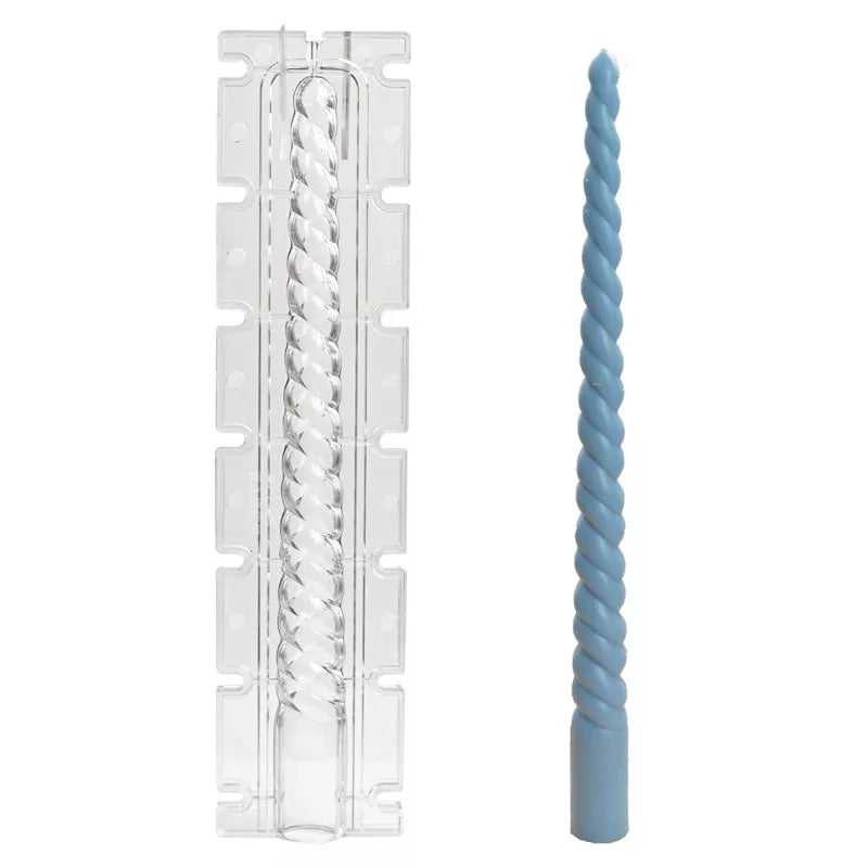 Tapered Twist Pillar Candle Mould 7 - Silicone Mould, Mold for DIY Candles. Created using candle making kit with cotton candle wicks and candle colour chips. Using soy wax for pillar candles. Sold by Myka Candles Moulds Australia
