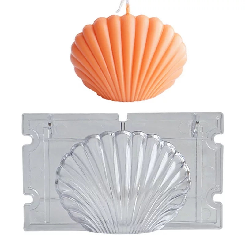 Shell Candle Moulds 4 - Silicone Mould, Mold for DIY Candles. Created using candle making kit with cotton candle wicks and candle colour chips. Using soy wax for pillar candles. Sold by Myka Candles Moulds Australia
