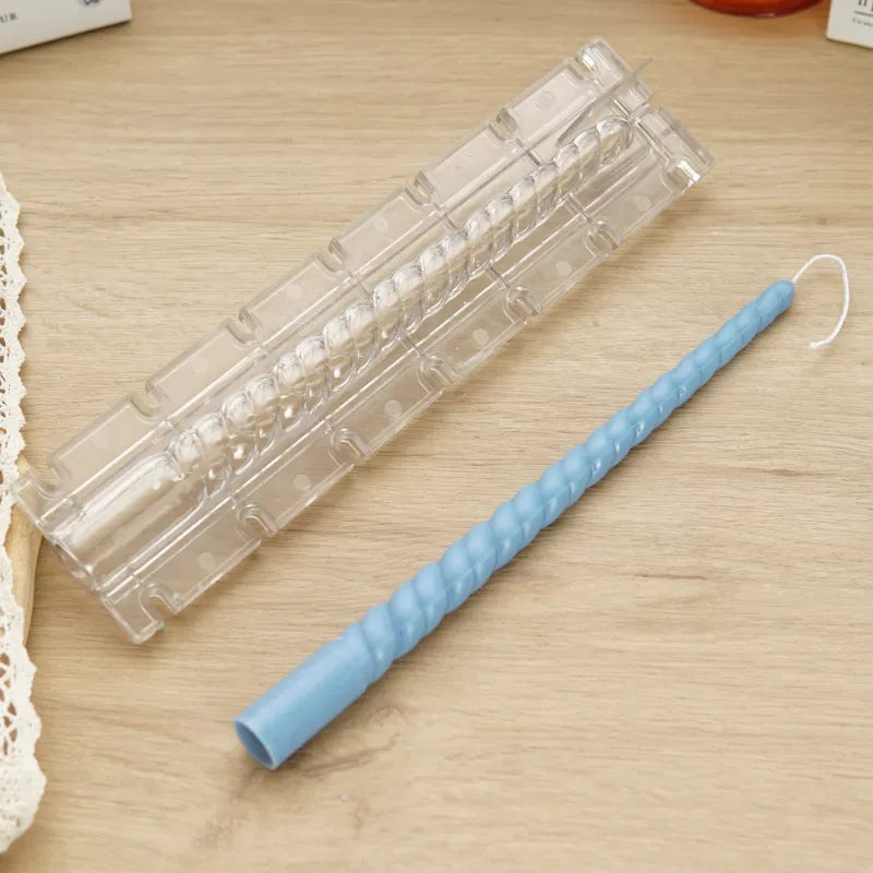 Tapered Twist Pillar Candle Mould 6 - Silicone Mould, Mold for DIY Candles. Created using candle making kit with cotton candle wicks and candle colour chips. Using soy wax for pillar candles. Sold by Myka Candles Moulds Australia