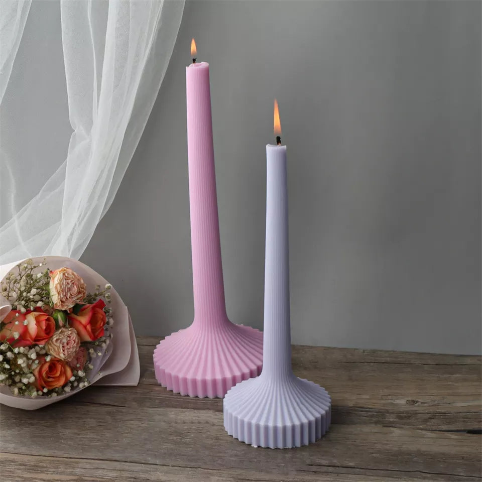 Torchiere Candle Mould 2 - Silicone Mould, Mold for DIY Candles. Created using candle making kit with cotton candle wicks and candle colour chips. Using soy wax for pillar candles. Sold by Myka Candles Moulds Australia