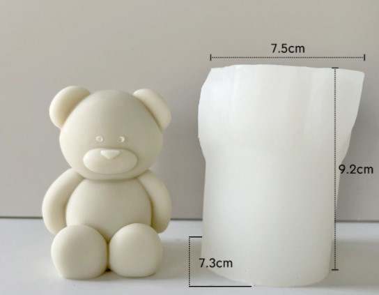 Bear Cub Candle Mould 4 - Silicone Mould, Mold for DIY Candles. Created using candle making kit with cotton candle wicks and candle colour chips. Using soy wax for pillar candles. Sold by Myka Candles Moulds Australia