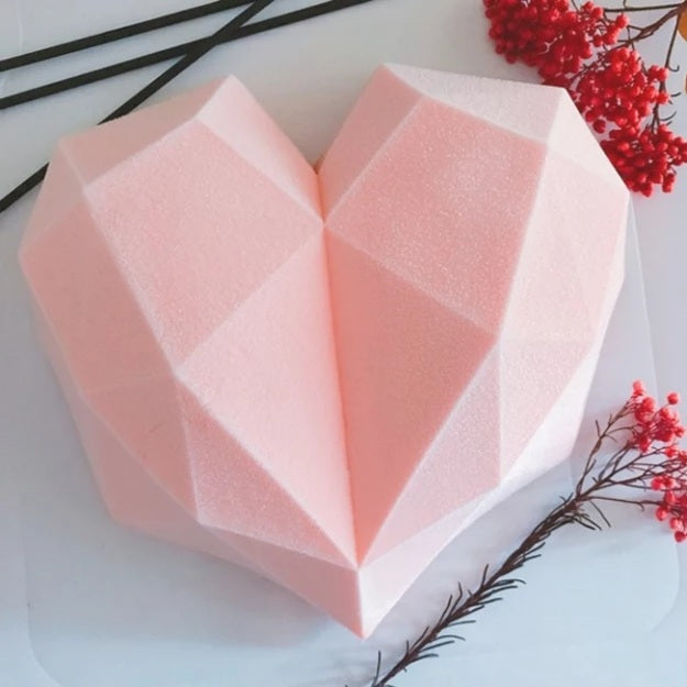 Diamond Heart Candle Moulds 1 - Silicone Mould, Mold for DIY Candles. Created using candle making kit with cotton candle wicks and candle colour chips. Using soy wax for pillar candles. Sold by Myka Candles Moulds Australia