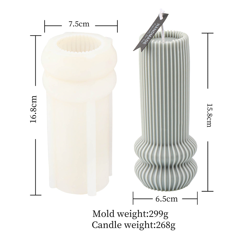 Nordic Vase Candle Moulds 4 - Silicone Mould, Mold for DIY Candles. Created using candle making kit with cotton candle wicks and candle colour chips. Using soy wax for pillar candles. Sold by Myka Candles Moulds Australia