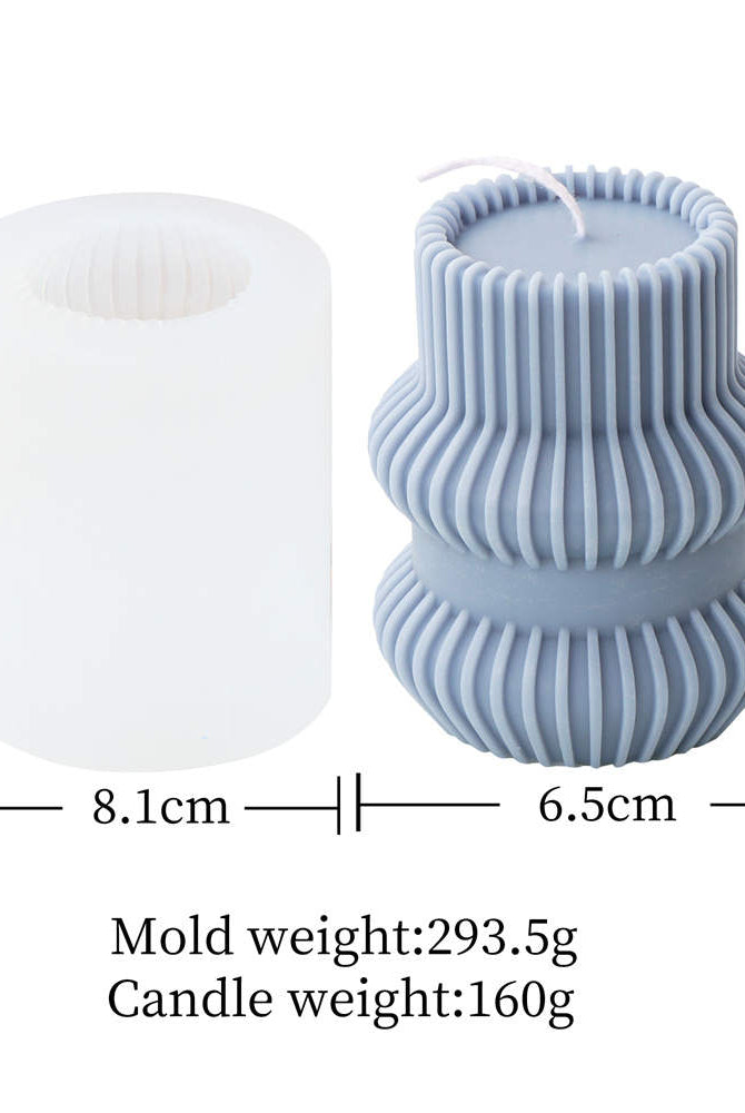 Nordic Vase Candle Moulds 9 - Silicone Mould, Mold for DIY Candles. Created using candle making kit with cotton candle wicks and candle colour chips. Using soy wax for pillar candles. Sold by Myka Candles Moulds Australia