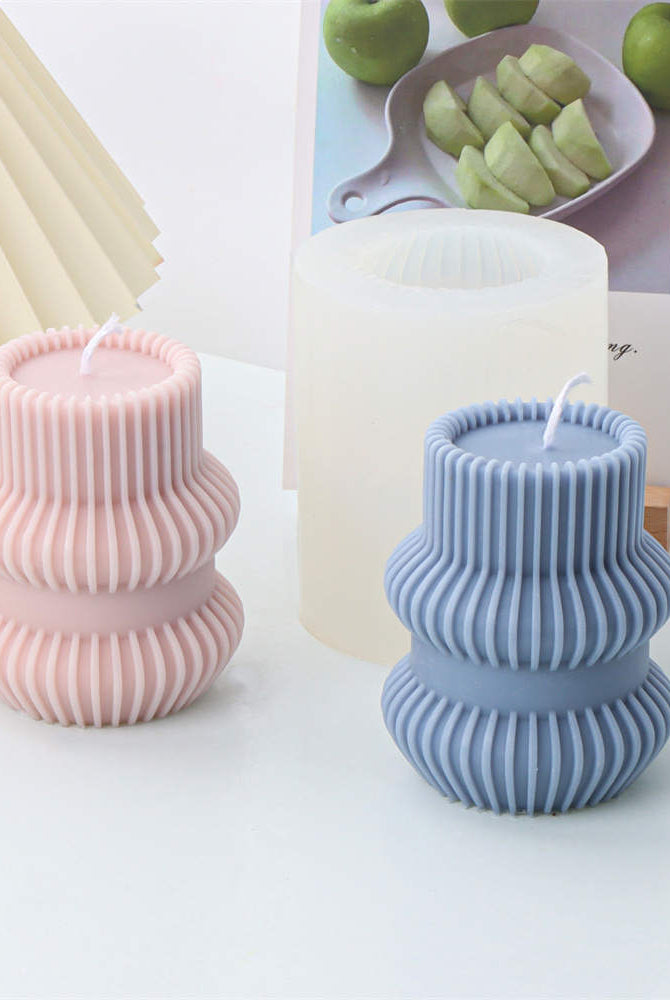 Nordic Vase Candle Moulds 8 - Silicone Mould, Mold for DIY Candles. Created using candle making kit with cotton candle wicks and candle colour chips. Using soy wax for pillar candles. Sold by Myka Candles Moulds Australia