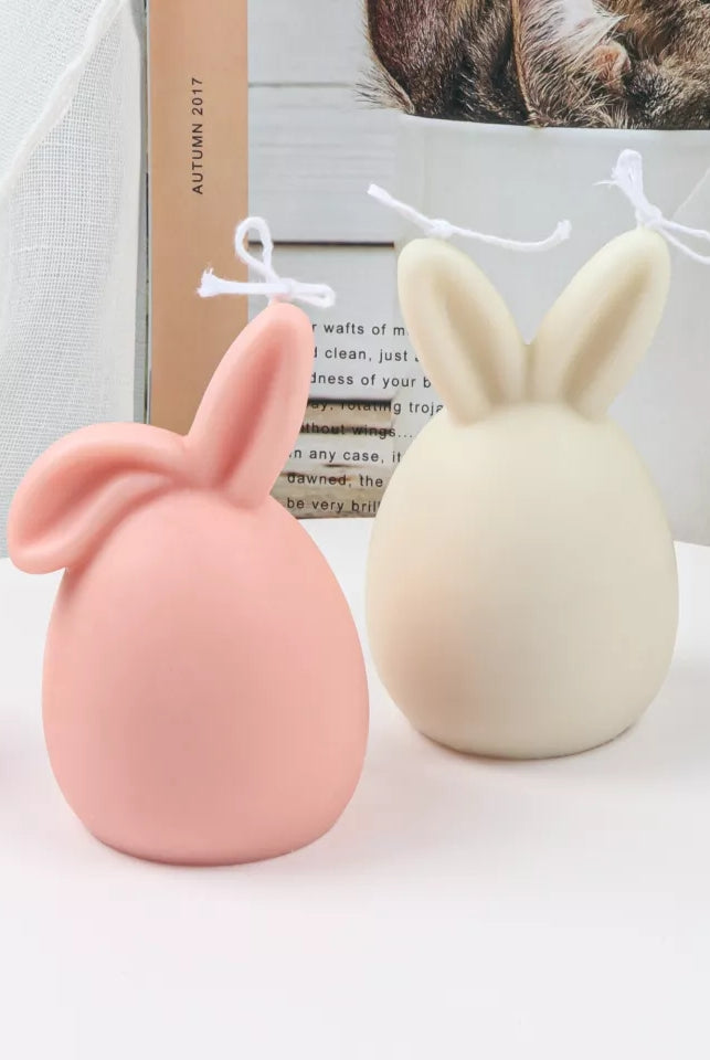 Bunny Egg Candle Moulds 0 - Silicone Mould, Mold for DIY Candles. Created using candle making kit with cotton candle wicks and candle colour chips. Using soy wax for pillar candles. Sold by Myka Candles Moulds Australia