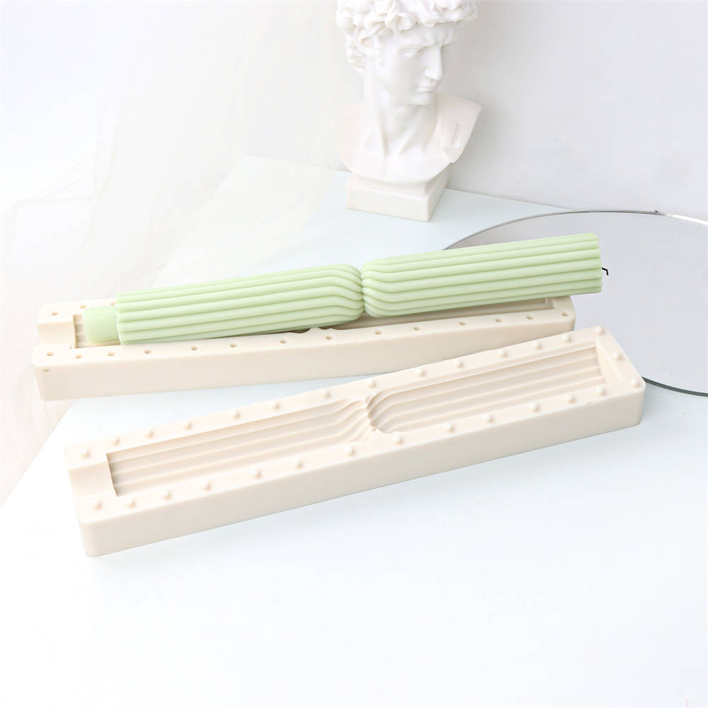 Twist Ribbed Pillar Candle Mould 2 - Silicone Mould, Mold for DIY Candles. Created using candle making kit with cotton candle wicks and candle colour chips. Using soy wax for pillar candles. Sold by Myka Candles Moulds Australia