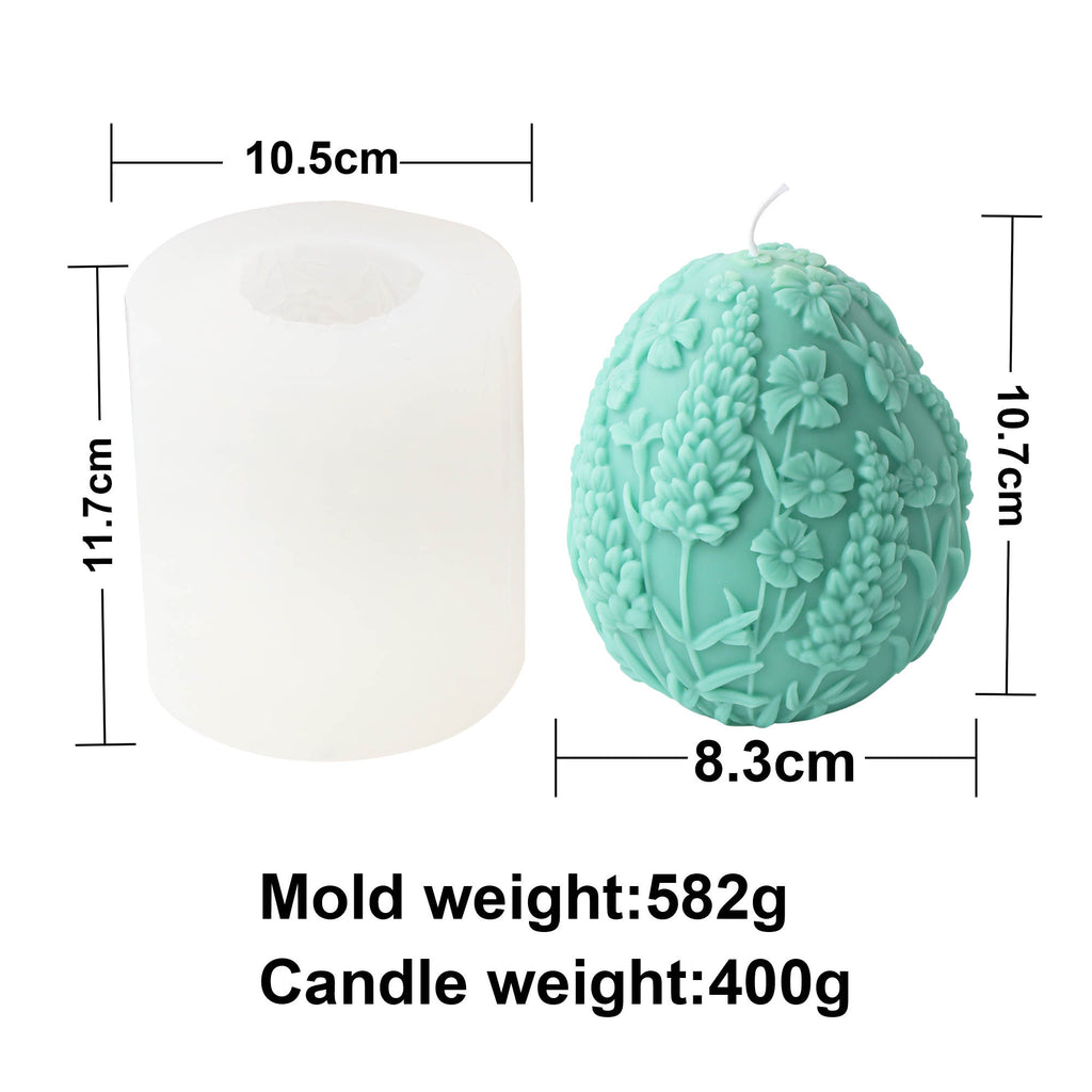 Floral Egg Candle Moulds 8 - Silicone Mould, Mold for DIY Candles. Created using candle making kit with cotton candle wicks and candle colour chips. Using soy wax for pillar candles. Sold by Myka Candles Moulds Australia