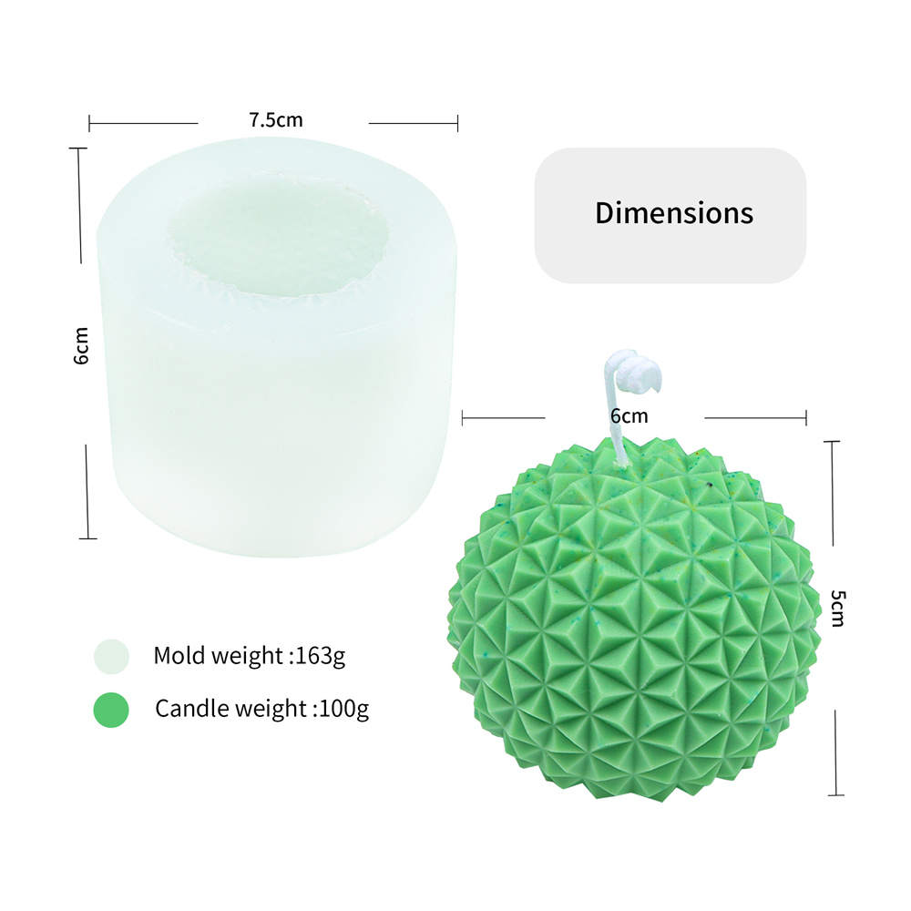Geometric Orb Candle Mould 4 - Silicone Mould, Mold for DIY Candles. Created using candle making kit with cotton candle wicks and candle colour chips. Using soy wax for pillar candles. Sold by Myka Candles Moulds Australia