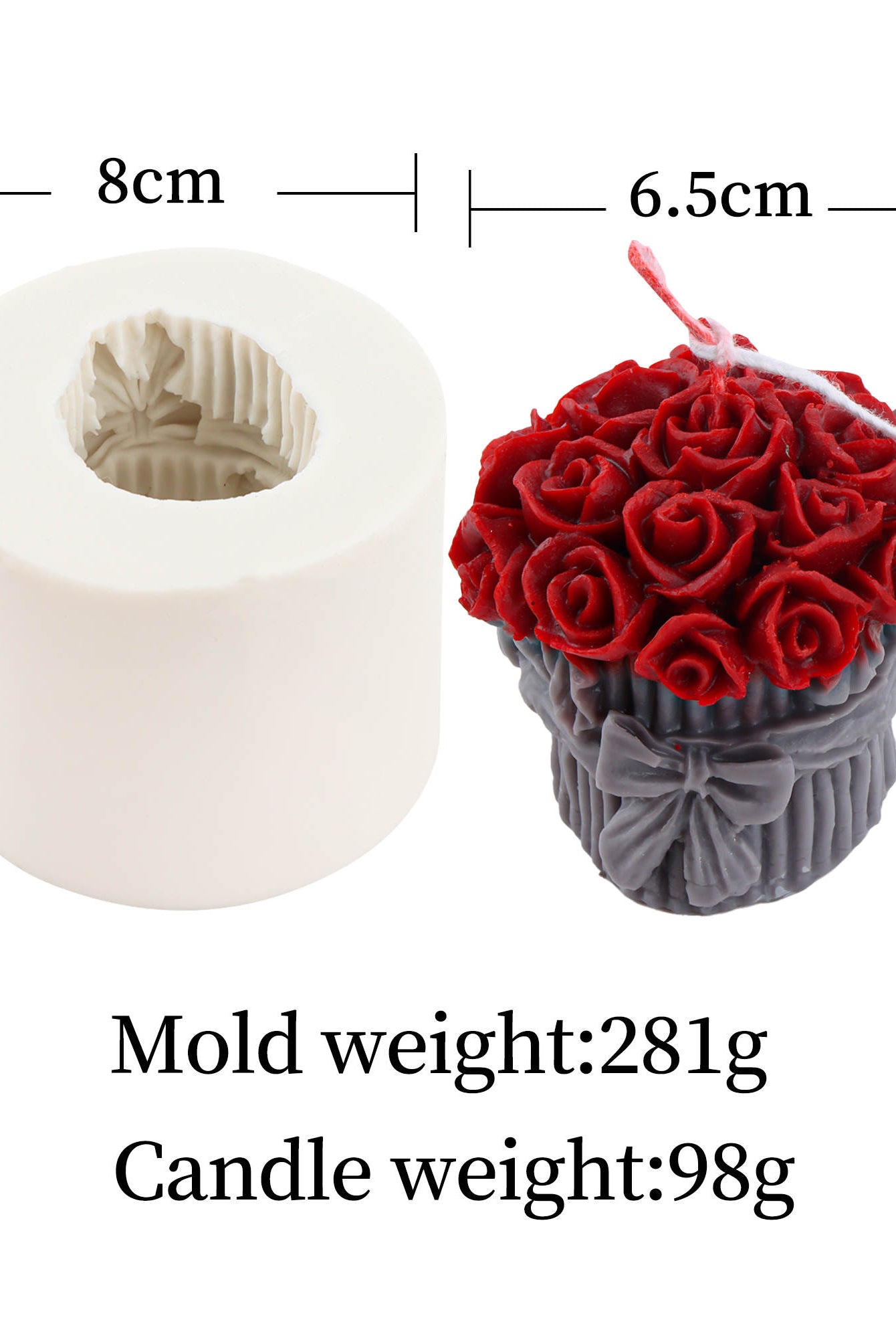 Mini Bouquet Candle Mould 5 - Silicone Mould, Mold for DIY Candles. Created using candle making kit with cotton candle wicks and candle colour chips. Using soy wax for pillar candles. Sold by Myka Candles Moulds Australia