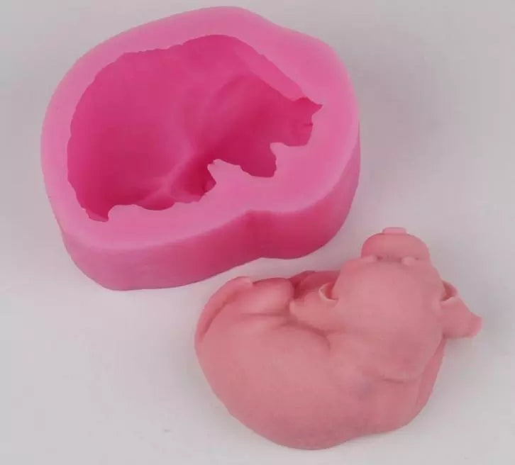 Sleeping Puppy Candle Mould 3 - Silicone Mould, Mold for DIY Candles. Created using candle making kit with cotton candle wicks and candle colour chips. Using soy wax for pillar candles. Sold by Myka Candles Moulds Australia